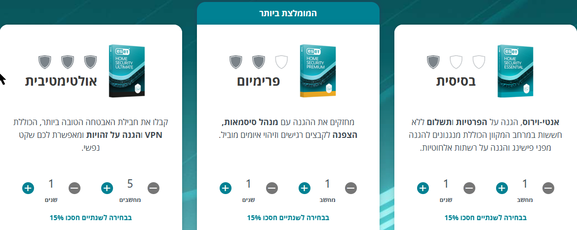 השוואת גרסאות ומהדורות ESET 2025